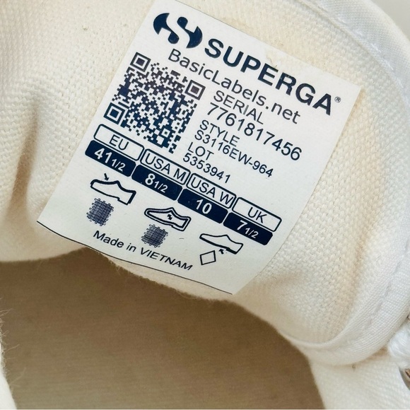 Superga Women's White and Gold Studded Sneakers platform - Picture 7 of 7